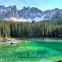 Lago di Carezza and Latemar after overnight snow